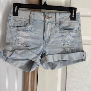 American Eagle Outfitters Light Wash Ripped Jean Shorts